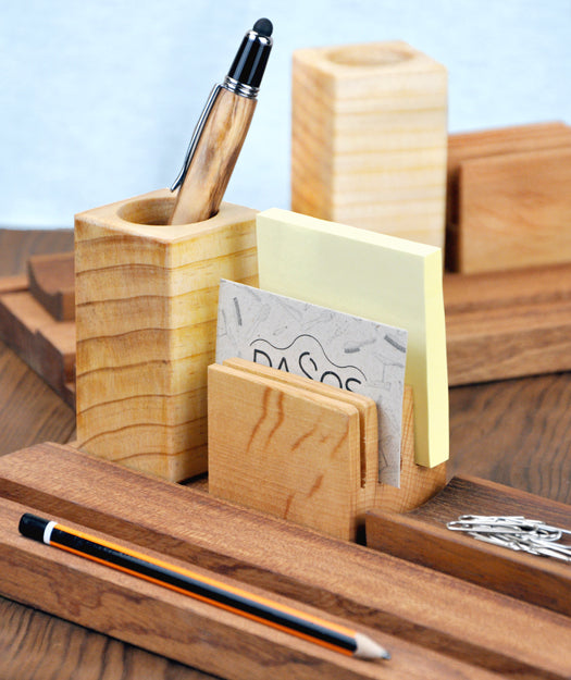 Organizador de escritorio / soporte de Tablet y móvil de madera | Sekcio