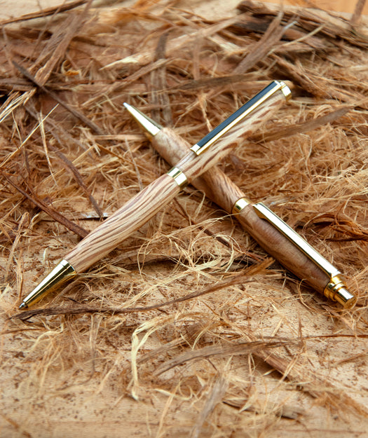 Pack Bolígrafo + Portaminas de Madera | Slim dorado de encina