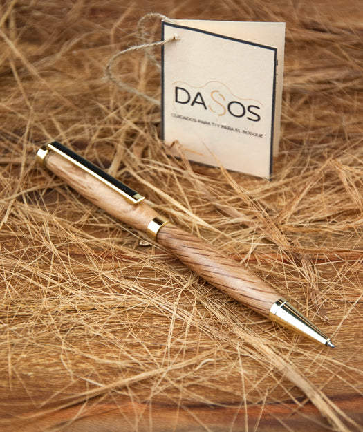 Pack Bolígrafo + Portaminas de Madera | Slim dorado de encina