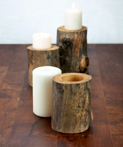 Portavelas de tronco | Enhavi