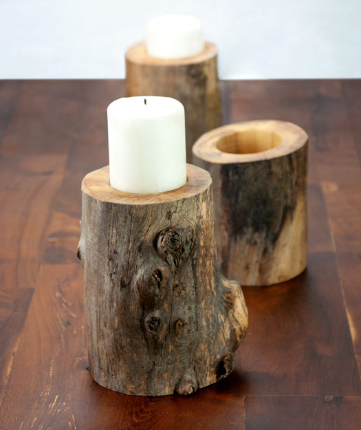 Portavelas de tronco | Enhavi