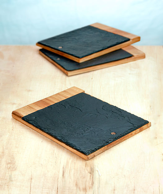 Tabla de pizarra y madera | Ŝtono