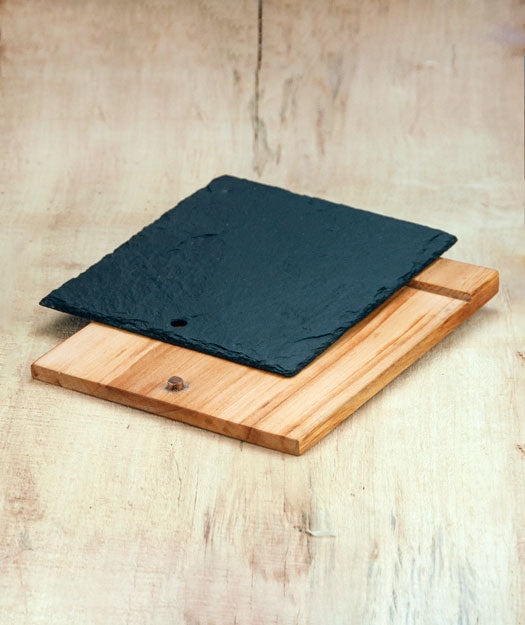 Tabla de pizarra y madera | Ŝtono