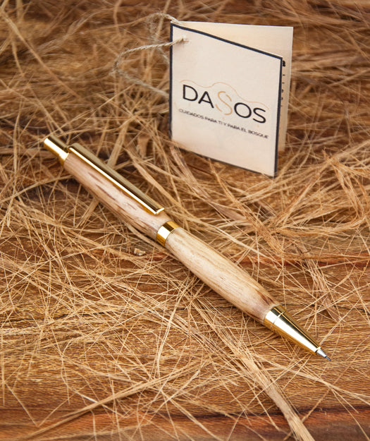 Pack Bolígrafo + Portaminas de Madera | Slim dorado de encina